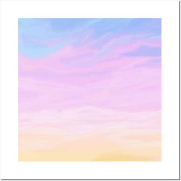 Pastel Sunset Sky  Aesthetic Lofi Wall Art by Trippycollage